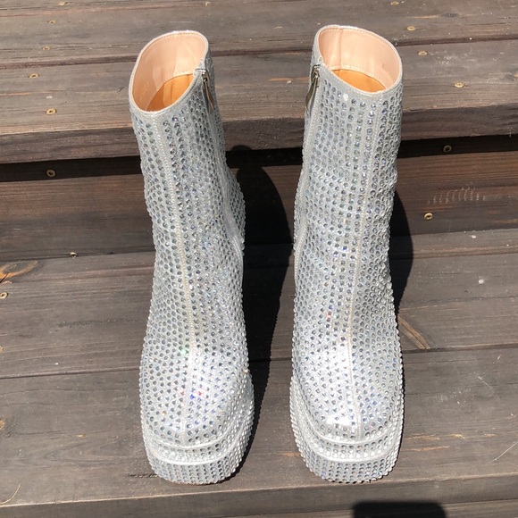 8 Disco Sparkle Azalea Wang Rhinestone Boots Platform Halloween Costume Bowie - Picture 2 of 10